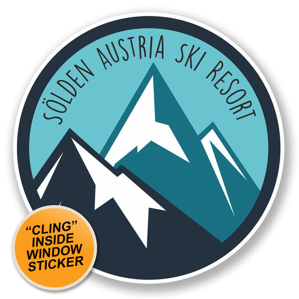 2 x Solden Austria Ski Snowboard Resort WINDOW CLING STICKER Car Van Campervan Glass #6432 
