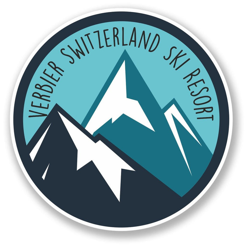 2 x Verbier Switzerland Ski Snowboard Resort Vinyl Sticker