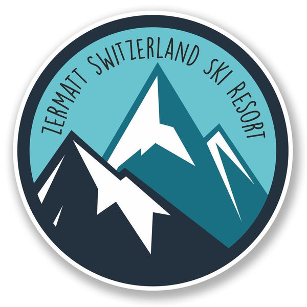 2 x Zermatt Switzerland Ski Snowboard Resort Vinyl Sticker #6438