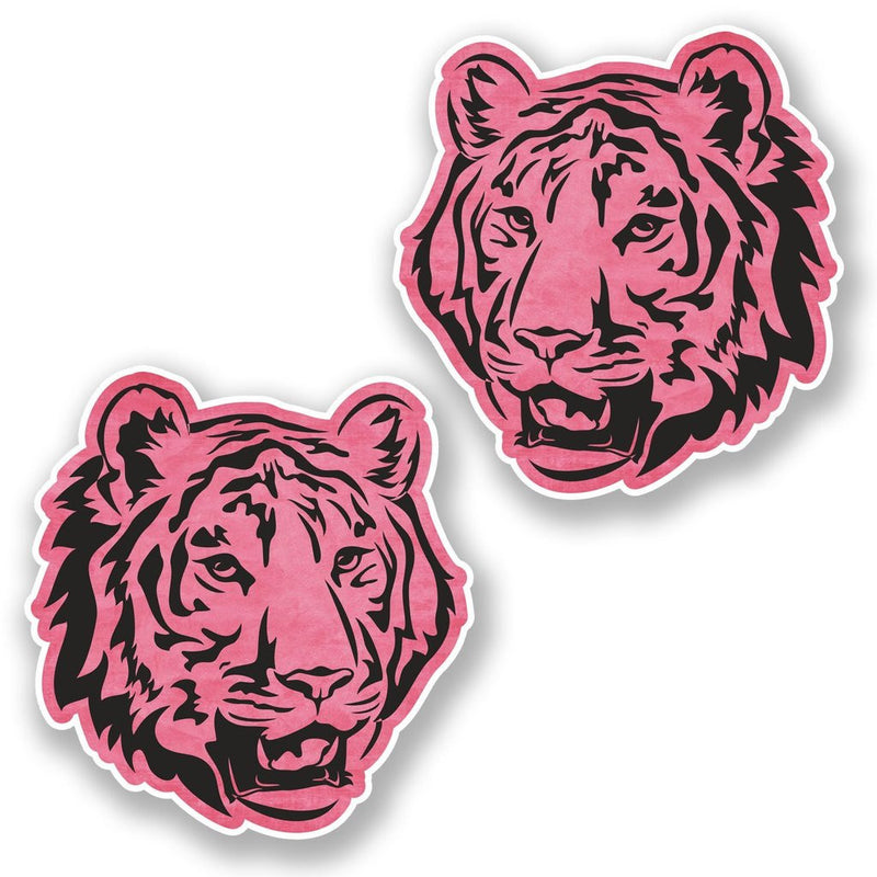 2 x Pink Tiger Lion Cat Vinyl Sticker