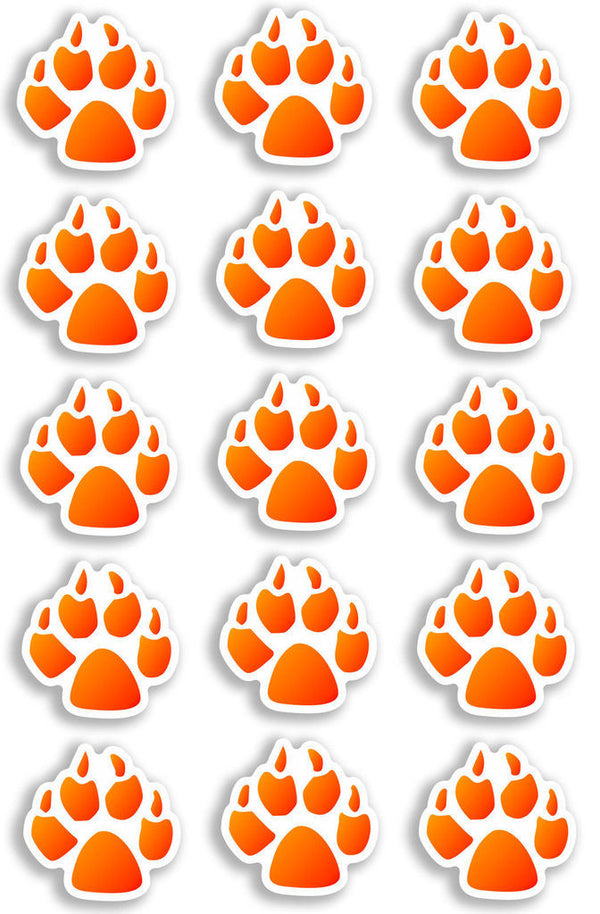 A4 Sheet 15 x Orange Dog Paw Prints Vinyl Stickers Animal Laptop Car Bike #6474