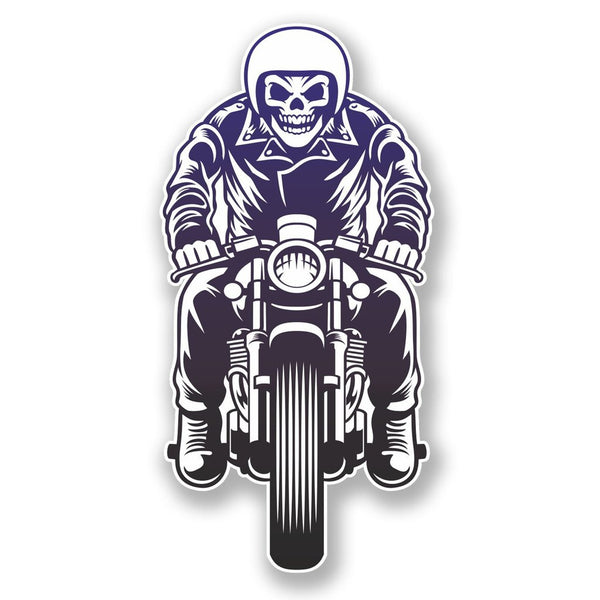 2 x Skull Biker Vinyl Sticker #6478