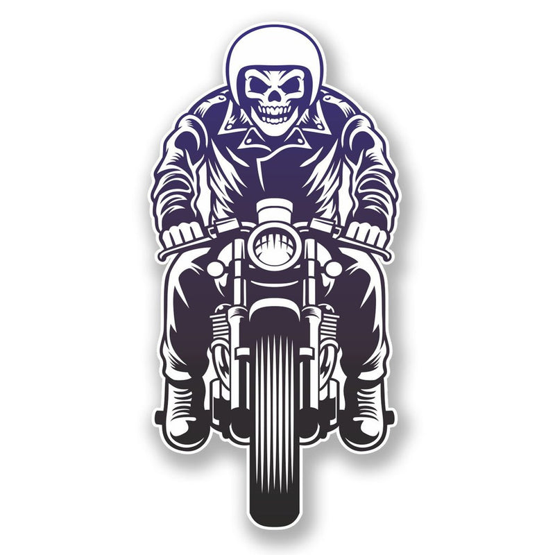 2 x Skull Biker Vinyl Sticker