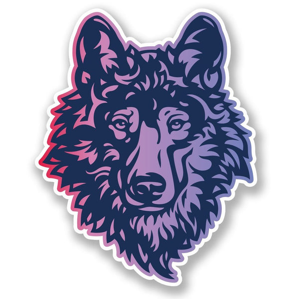 2 x Purple Husky Wolf Vinyl Sticker #6480