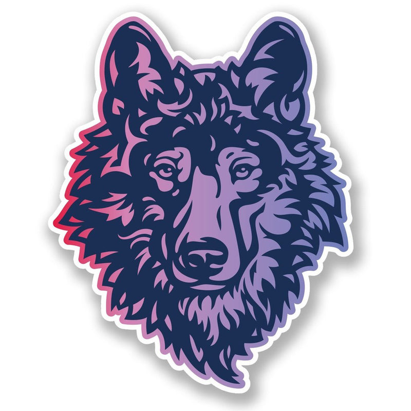 2 x Purple Husky Wolf Vinyl Sticker