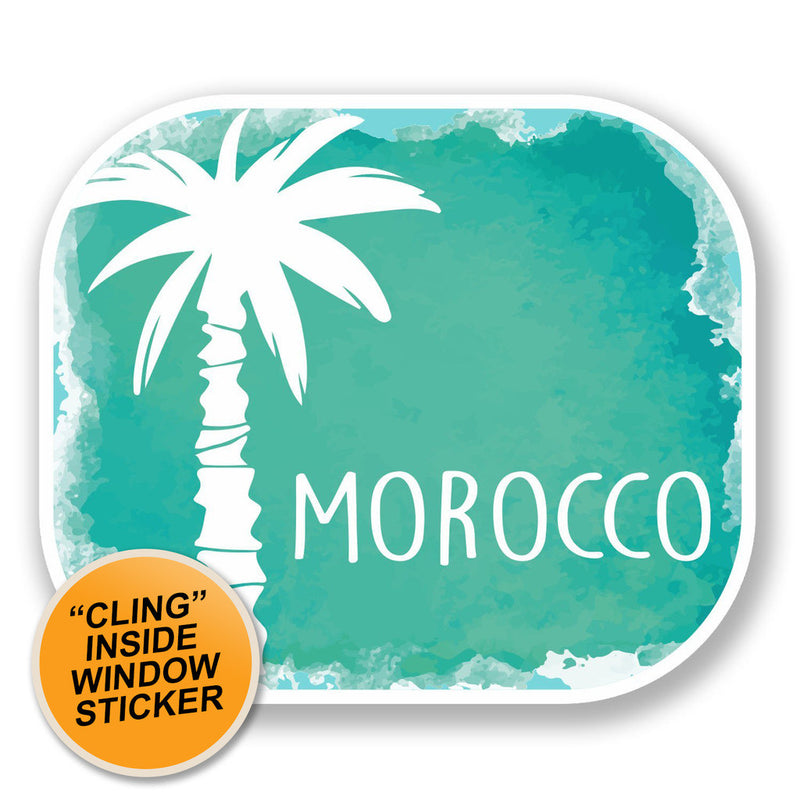 2 x Morocco Sticker Luggage Travel WINDOW CLING STICKER Car Van Campervan Glass iPad Sign Fun
