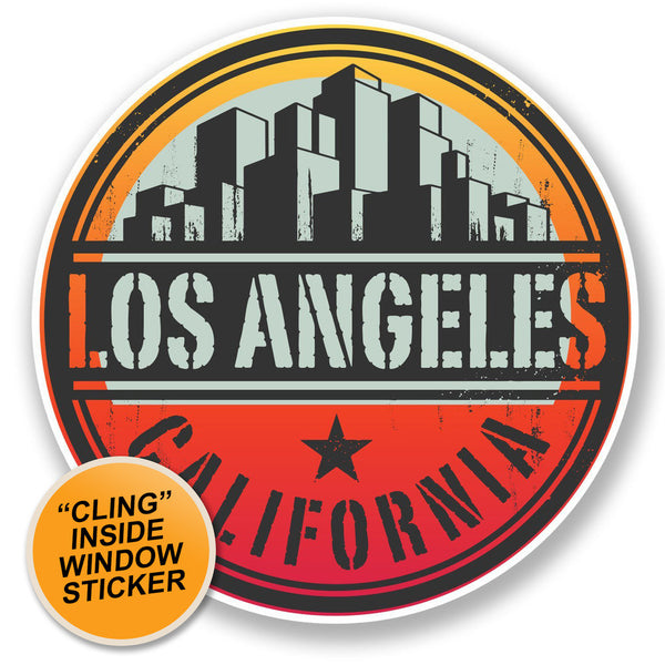 2 x Los Angeles California USA WINDOW CLING STICKER Car Van Campervan Glass #6496 