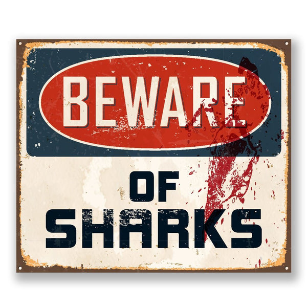 2 x Beware of Sharks Vinyl Sticker #6526