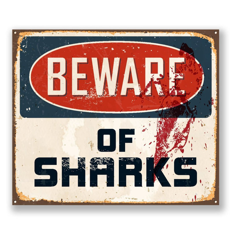 2 x Beware of Sharks Vinyl Sticker