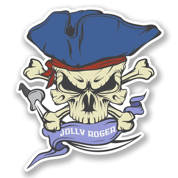 2 x Jolly Roger Skull Vinyl Sticker #6627
