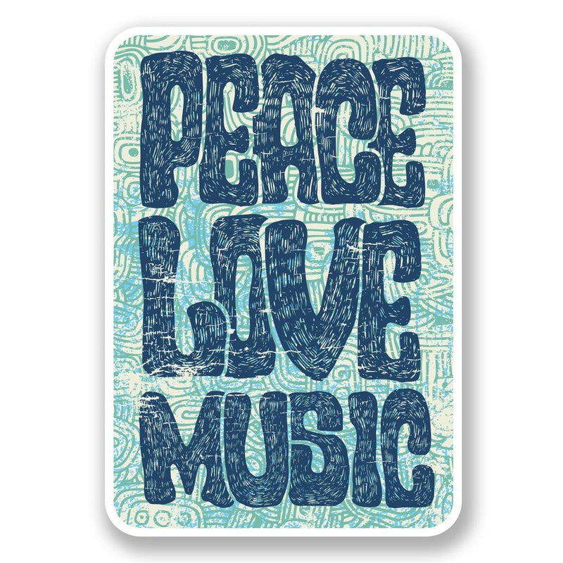 2 x Love Peace Music Vinyl Sticker