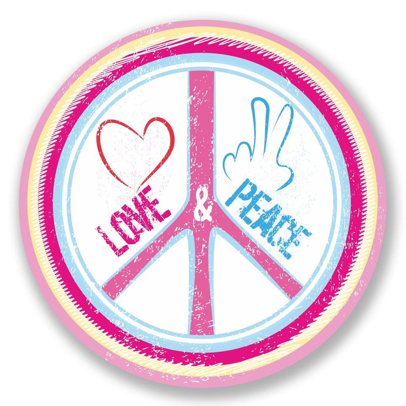 2 x Love & Peace Vinyl Sticker