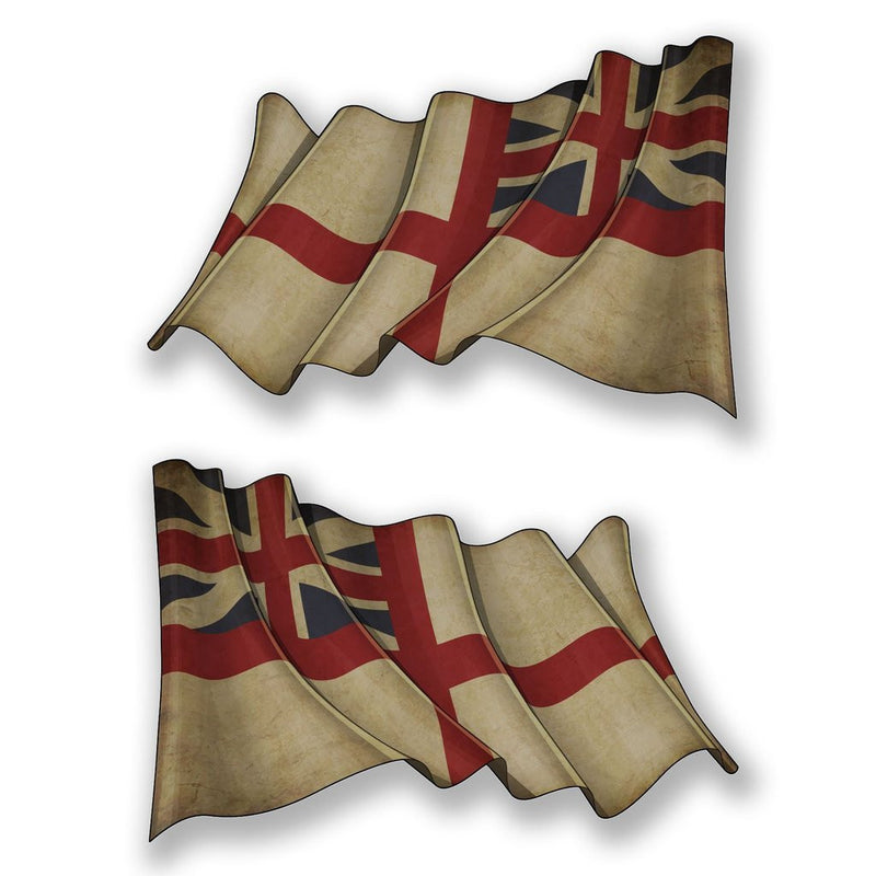 2 x Waving British Naval Flag Vinyl Sticker