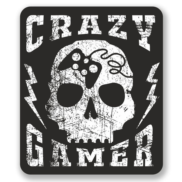 2 x Crazy Gamer Skull Vinyl Sticker #6678