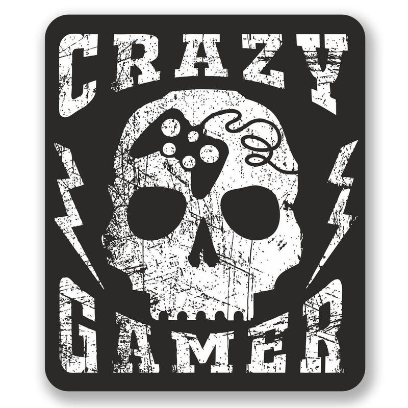 2 x Crazy Gamer Skull Vinyl Sticker