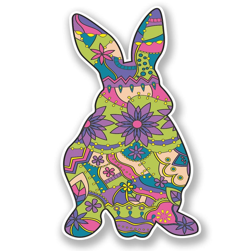 2 x Flower Rabbit Vinyl Sticker