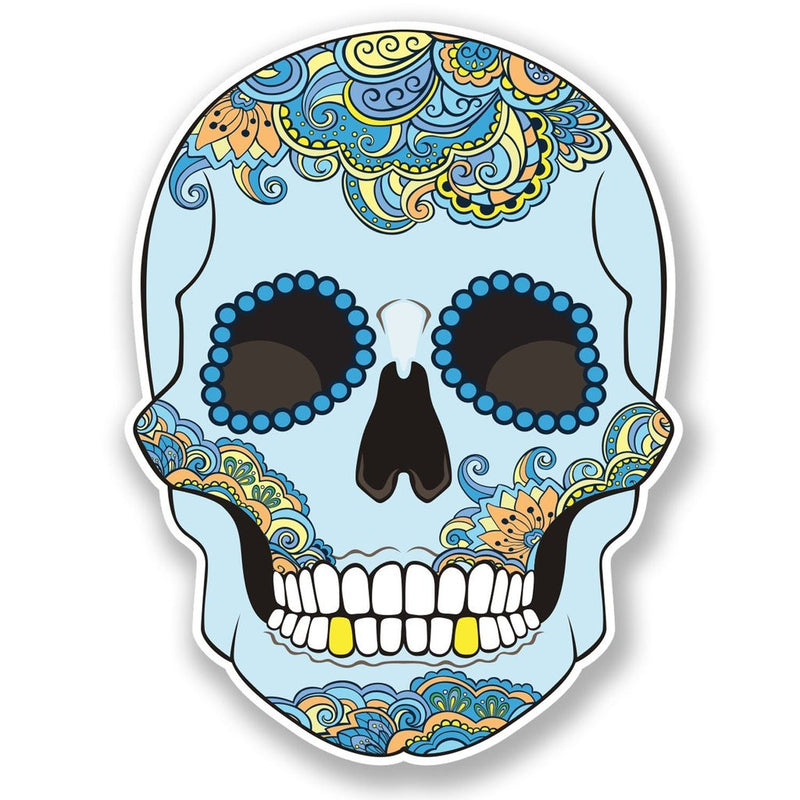 2 x Blue Sugar Skull Vinyl Sticker