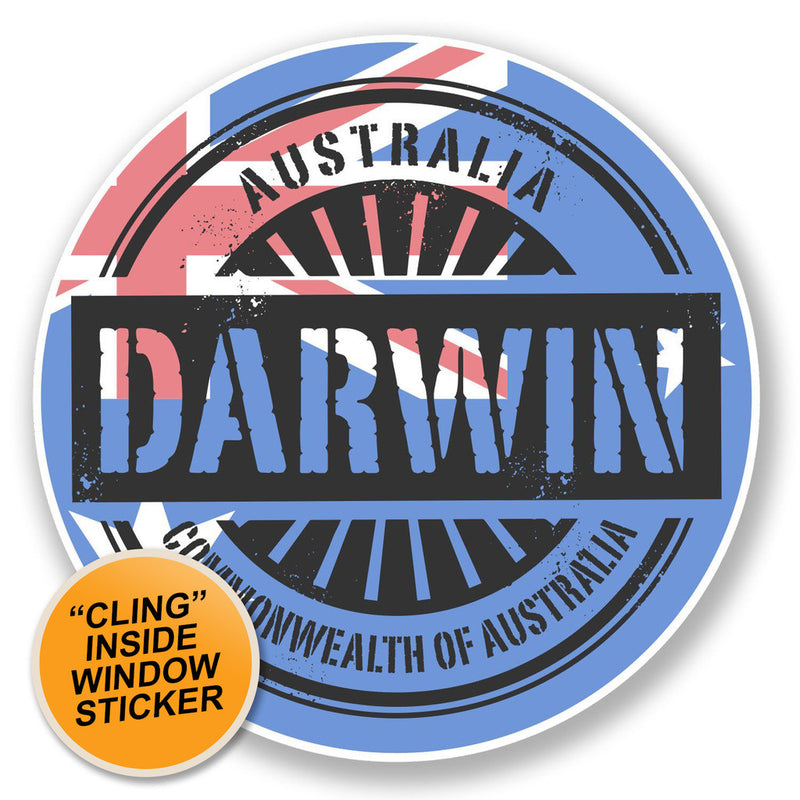 2 x Darwin Australia WINDOW CLING STICKER Car Van Campervan Glass