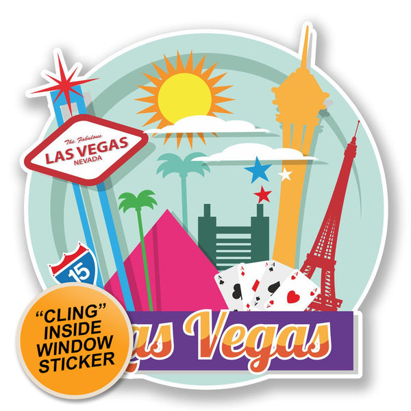 2 x Las Vegas Nevada USA WINDOW CLING STICKER Car Van Campervan Glass #6728 