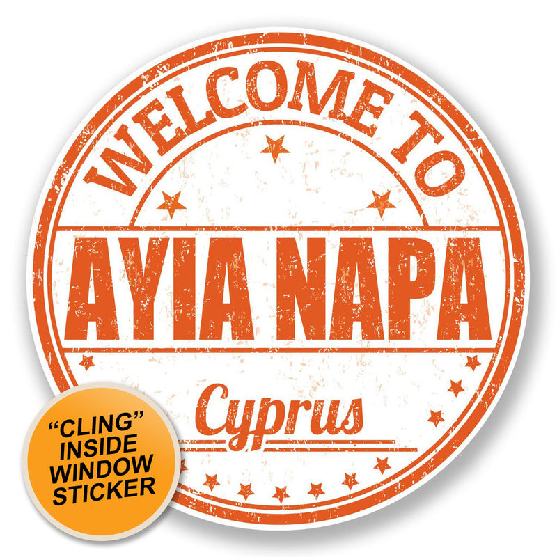 2 x Ayia Napa Cyprus WINDOW CLING STICKER Car Van Campervan Glass