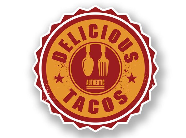 2 x Authentic Delicious Tacos Vinyl Sticker #7012