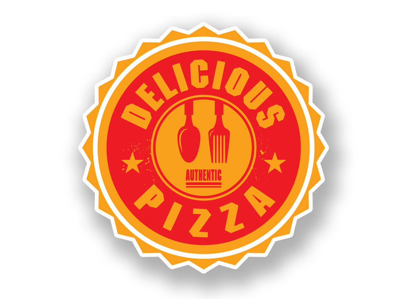 2 x Authentic Delicious Pizza Vinyl Sticker