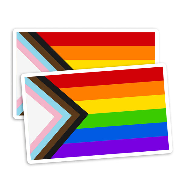 2 x Progress Pride Rainbow Flag Vinyl Sticker #70166