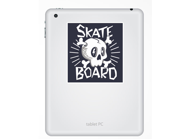 2 x Skateboard Skull Vinyl Sticker