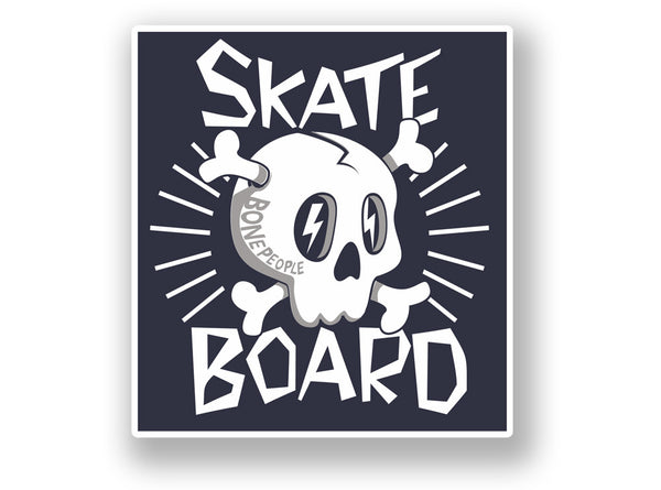 2 x Skateboard Skull Vinyl Sticker #7033