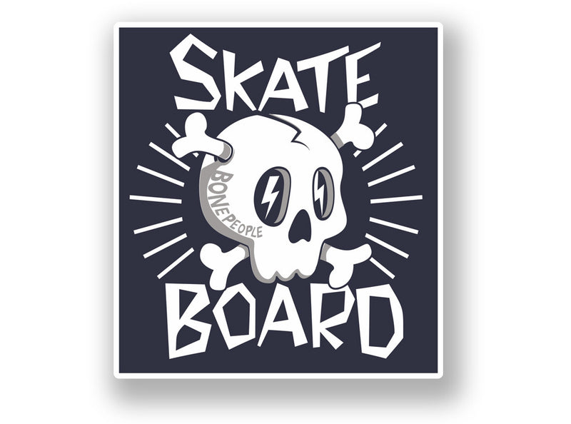 2 x Skateboard Skull Vinyl Sticker