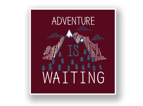 2 x Adventure Is Waiting Vinyl Sticker Mountian Ski Snowboarding #7051