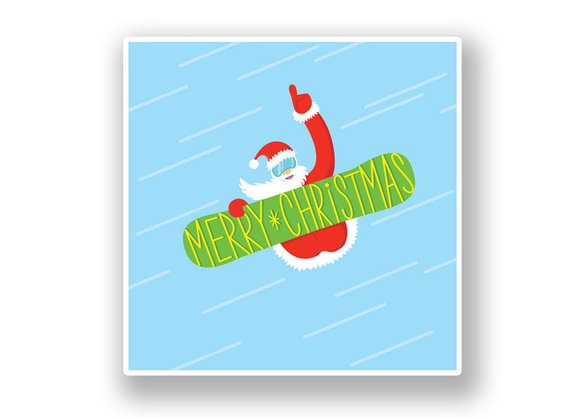 2 x Snowboarding Santa Christmas Vinyl Sticker