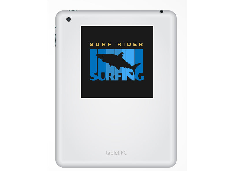 2 x Surf Rider With Shark Vinyl Sticker Surfing