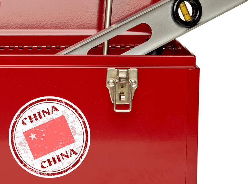 2 x China Vinyl Sticker Travel Luggage Flag