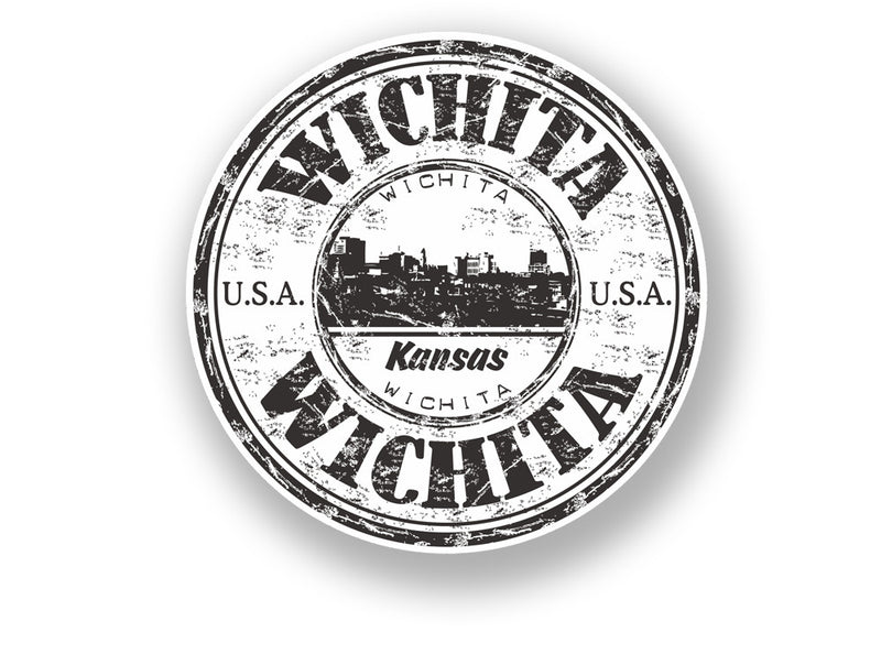 2 x Wichita Kansas Vinyl Sticker Travel Luggage USA