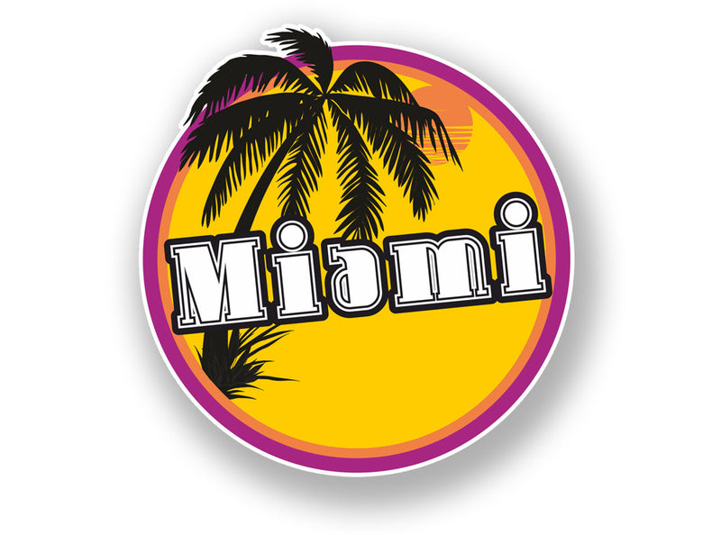 2 x Miami Beach Sunset Vinyl Sticker Travel Luggage USA