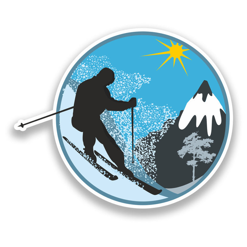 2 x Skiing Vinyl Sticker Extreme Thrill Seeker Travel Mountains