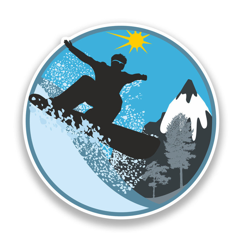 2 x Snowboarding Vinyl Sticker Extreme Thrill Seeker Travel Mountains
