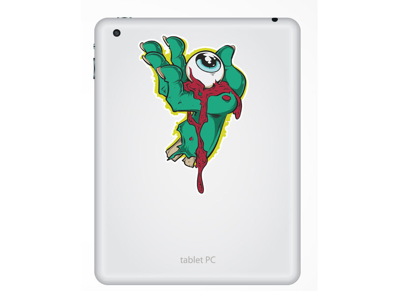 2 x Zombie Hand Vinyl Sticker Eye Halloween Laptop iPad Scary