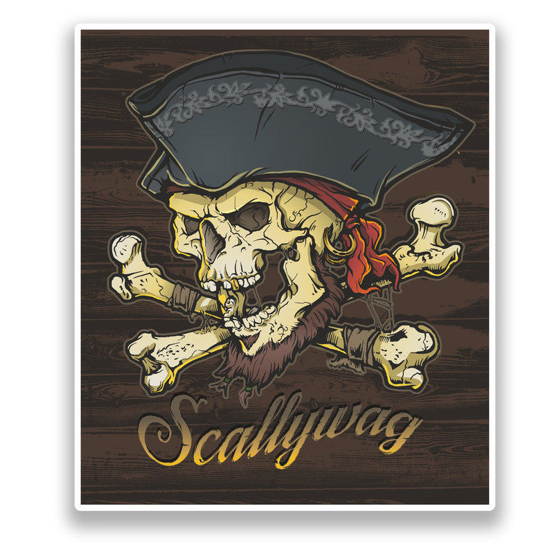 2 x Scallyway Pirate Skull Vinyl Sticker Halloween Scary
