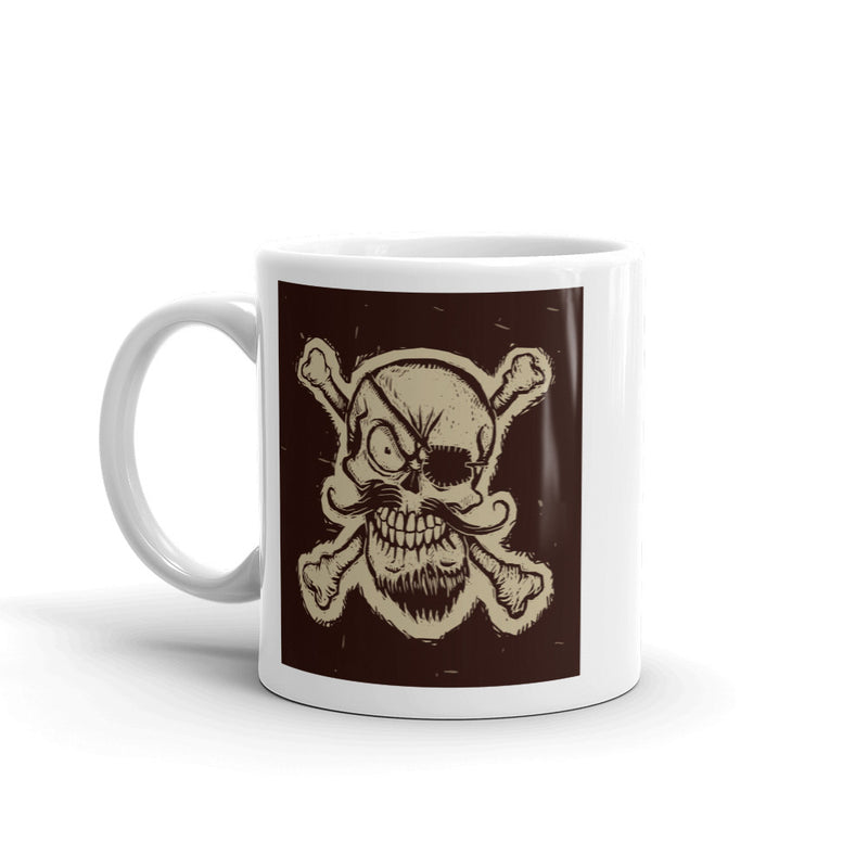Destressed Pirate Skull and Cross Bones High Quality 10oz Coffee Tea Mug