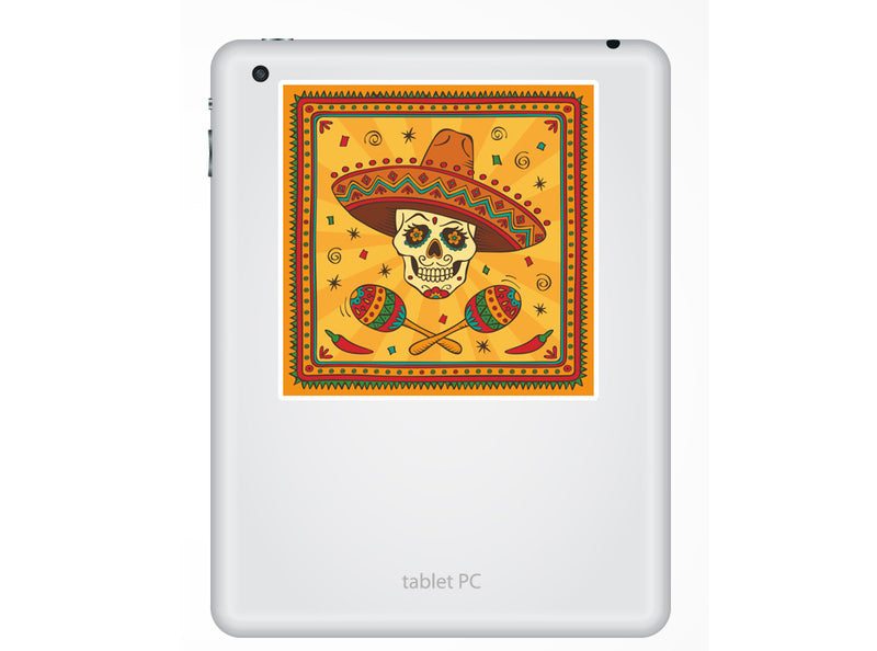2 x Sugar Skull with Sombrero Vinyl Stickers Mexico Festival Day of the Dead