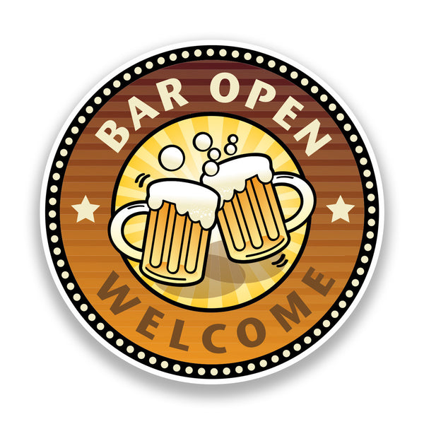 2 x Welcome Bar Open Vinyl Stickers Pub Beer #7176