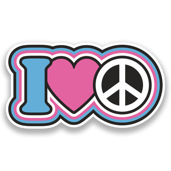 2 x I Love Peace Retro Vinyl Stickers #7189