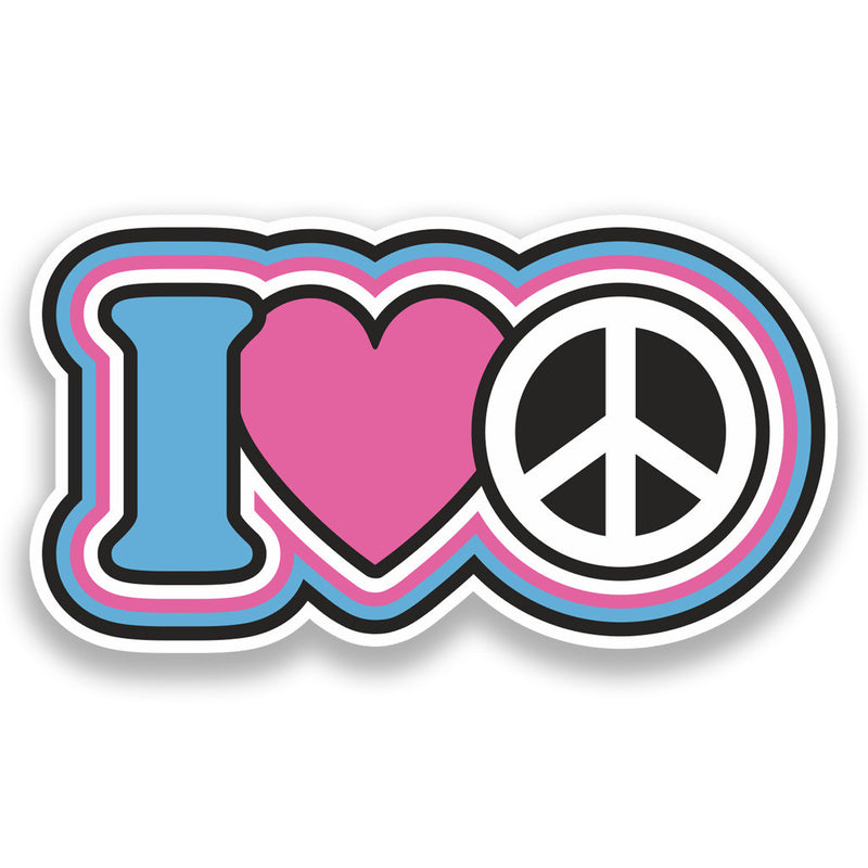 2 x I Love Peace Retro Vinyl Stickers