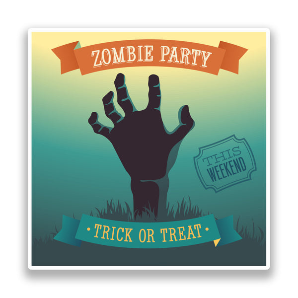 2 x Zombie Hand Halloween Vinyl Stickers Decoration #7212