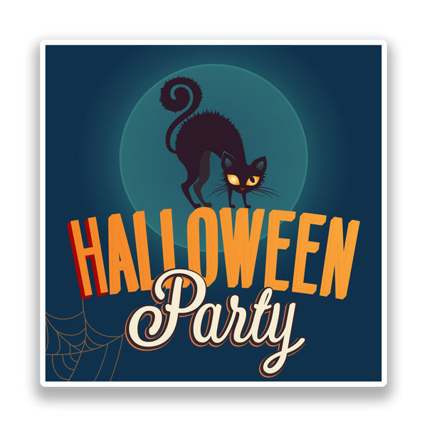 2 x Happy Halloween Vinyl Stickers Decoration Black Cat #7217