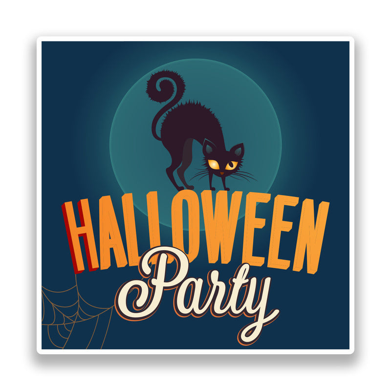 2 x Happy Halloween Vinyl Stickers Decoration Black Cat