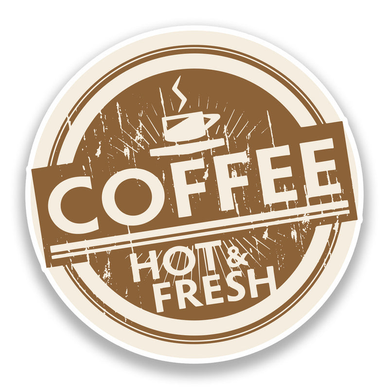 2 x Coffee Hot and Fresh Vinyl Stickers Shop Decoration