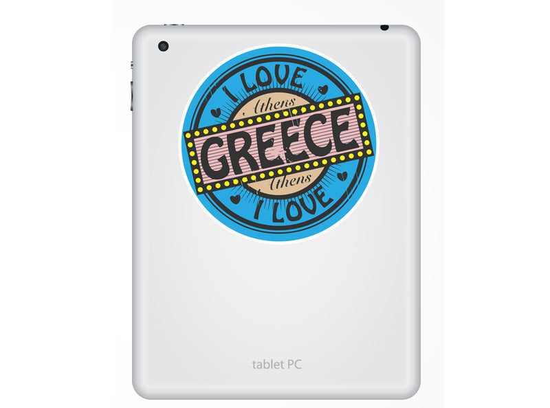 2 x I Love Greece Vinyl Stickers Travel Luggage
